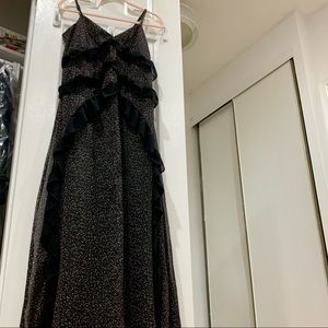 NWT RACHEL ROY BLACK FLORAL RUFFLES MAXI DRESS IN SIZE 6